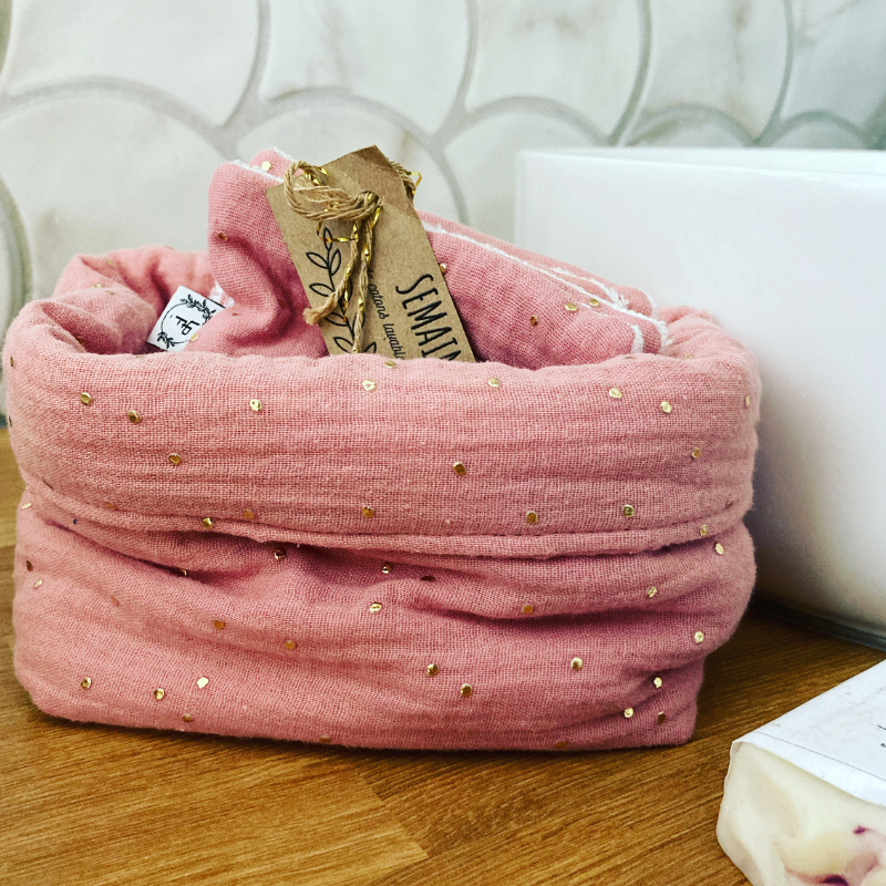 Panier et Semainier de Cotons Lavables - SUR COMMANDE