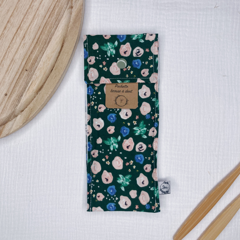 Pochette à Brosse à Dents Imperméable - Vert fleuri