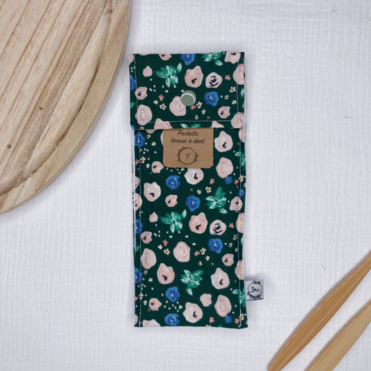 Pochette à Brosse à Dents Imperméable - Vert fleuri