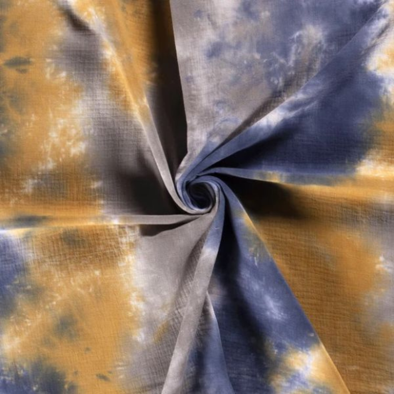 Doudou Chauve-souris - Tie & dye bleu et camel