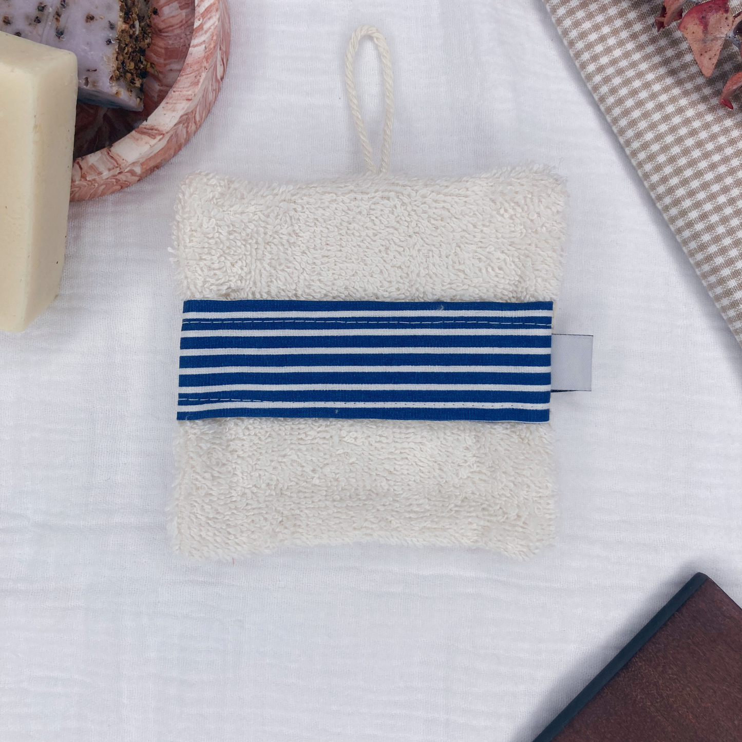 Gant Sauve-Savon Multi-Usages - Rayé bleu et blanc