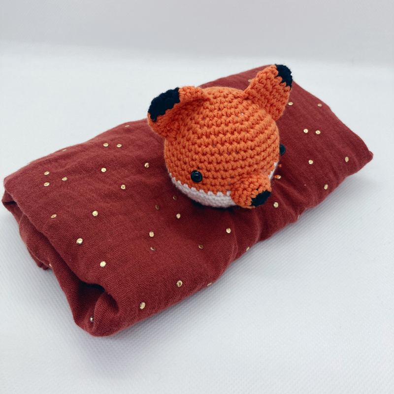 Doudou Renard - Gaze de coton Tomette