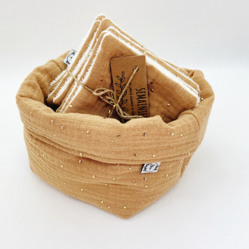 Panier et Semainier de Cotons Lavables - SUR COMMANDE