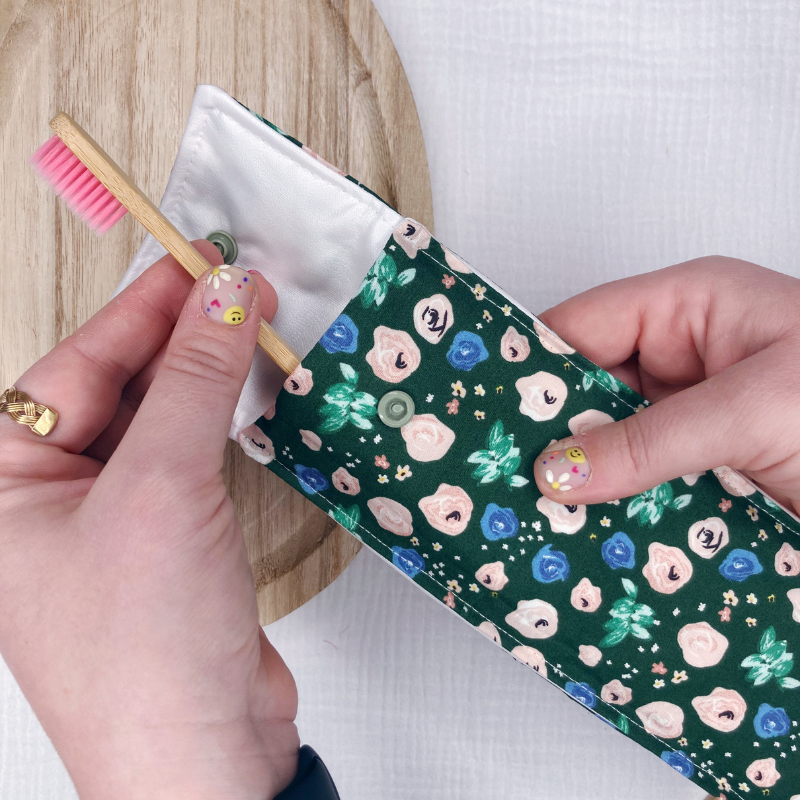 Pochette à Brosse à Dents Imperméable - Vert fleuri