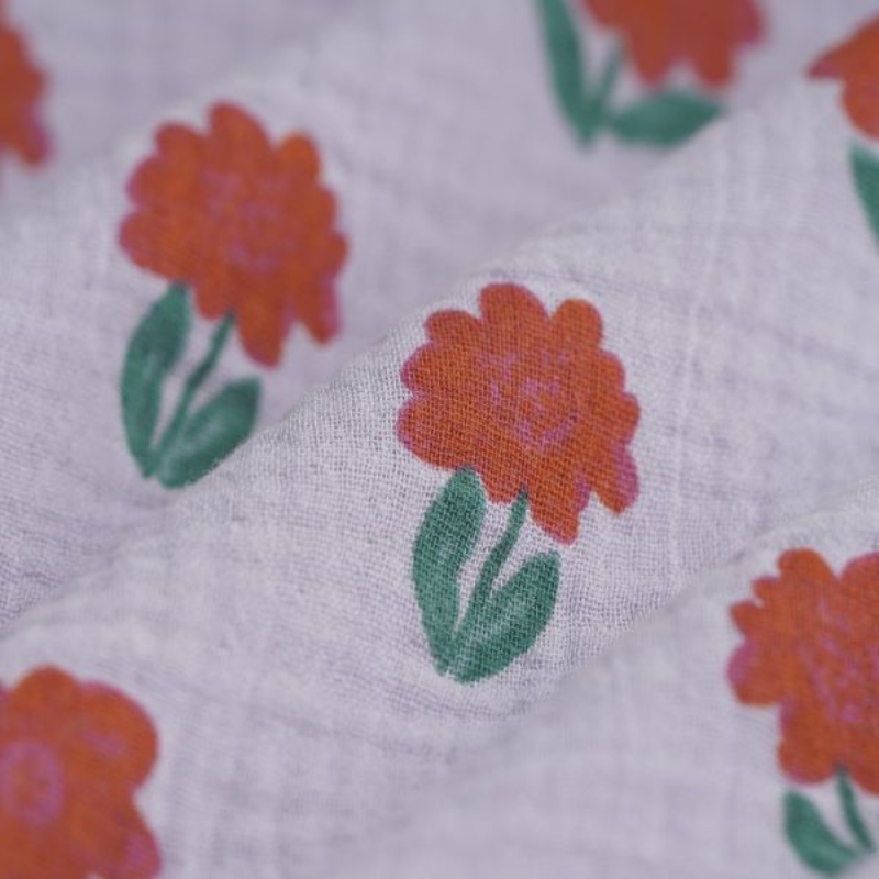 Tour de cou - Violet à fleur rouge