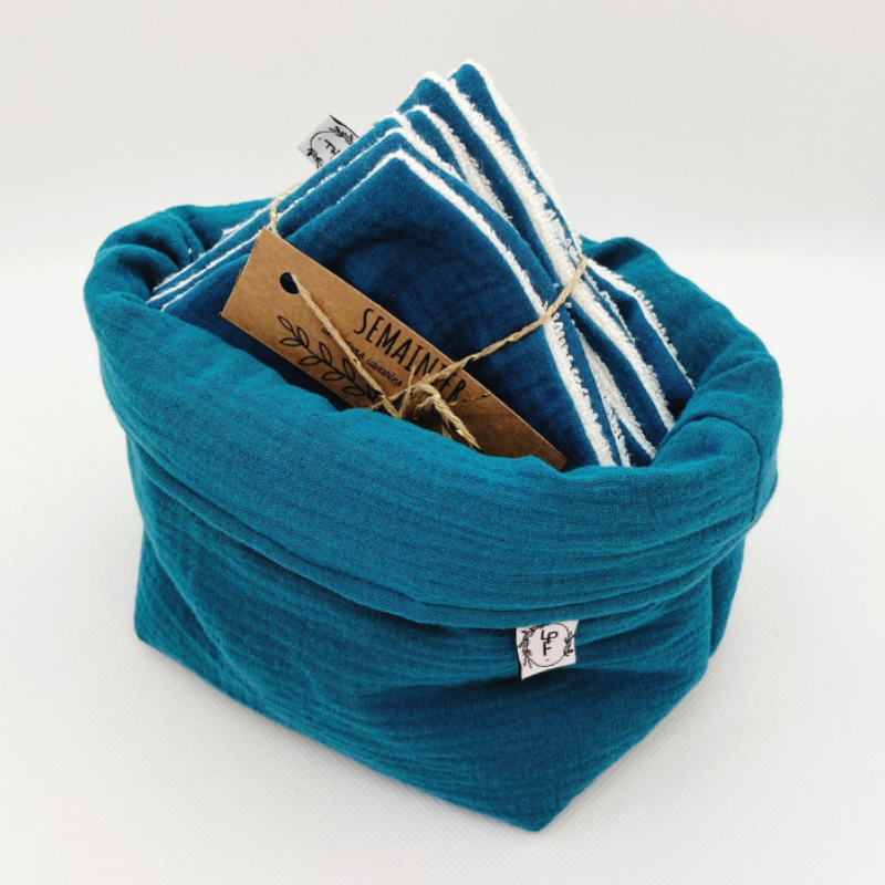 Panier et Semainier de Cotons Lavables - SUR COMMANDE