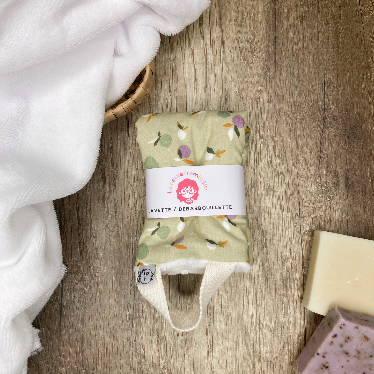 Serviette/Débarbouillette Multi-Usage - Pistache motif prune