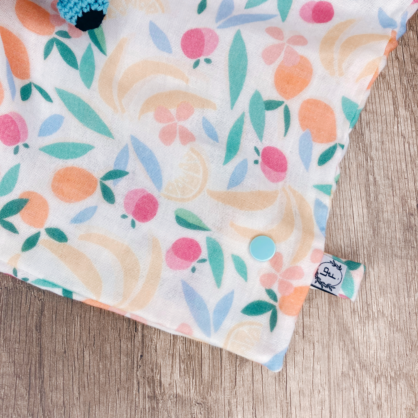 Doudou Renard - Turquoise motif pêche