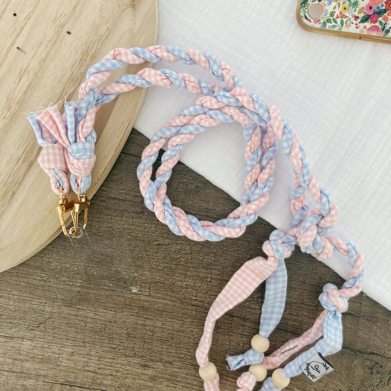 Tresse Téléphone - Rose et bleu bébé