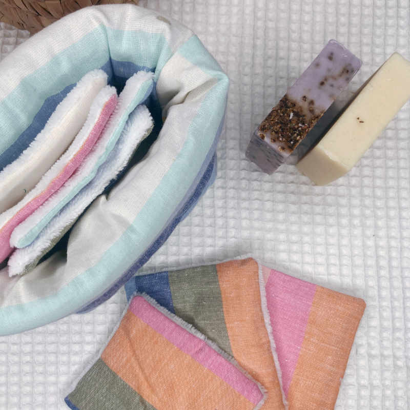 Panier et Semainier de Cotons Lavables - SUR COMMANDE