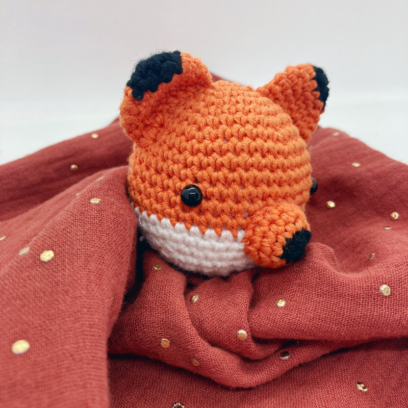Doudou Renard - Gaze de coton Tomette