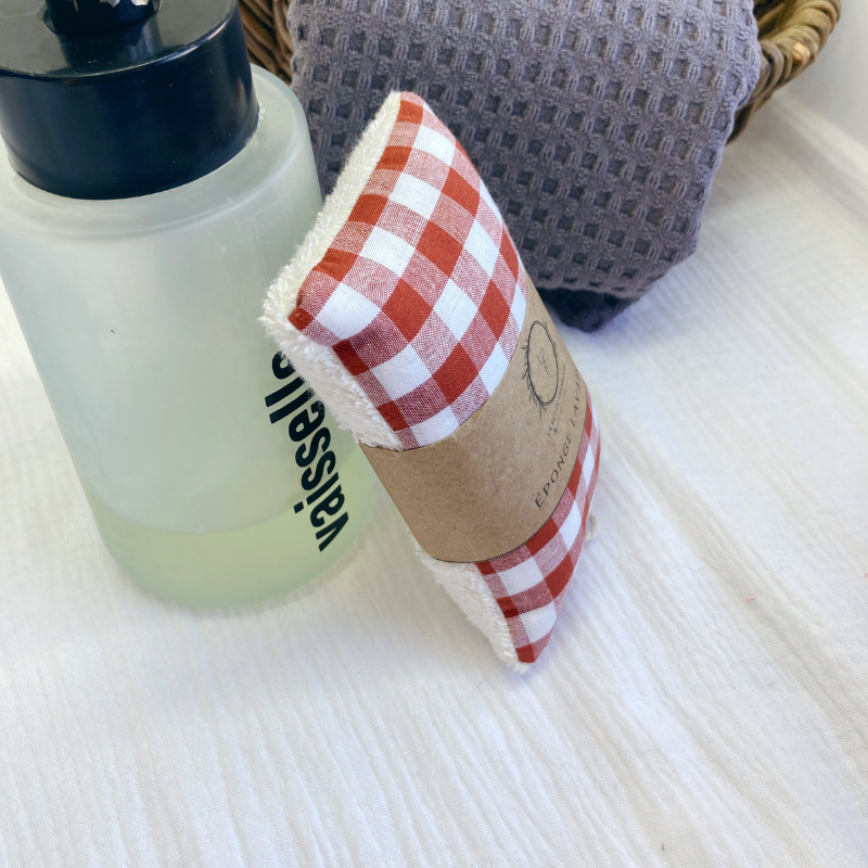 Éponge lavable et réutilisable - Vichy tomette