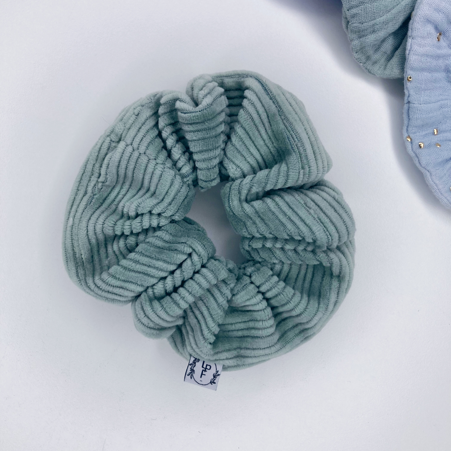 Chouchou Tissu - Velours côtelé vert sauge