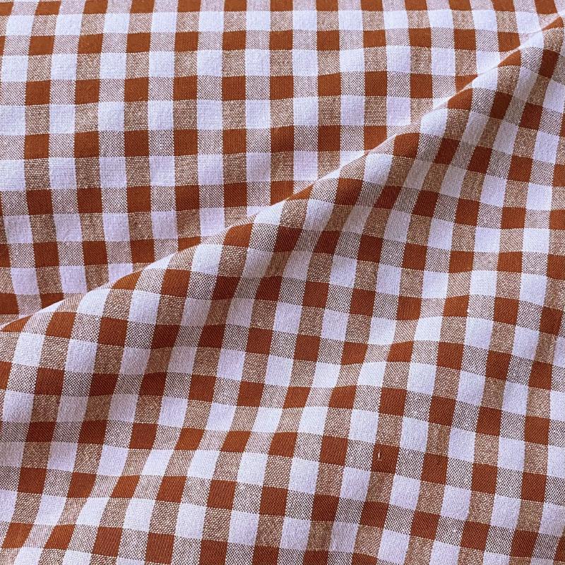 Semainier de cotons lavables - Vichy marron/parme
