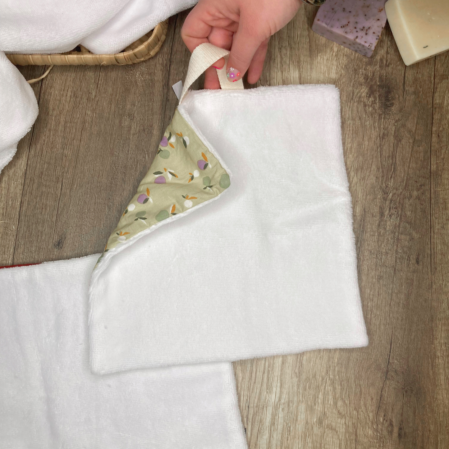 Serviette/Débarbouillette Multi-Usage - Pistache motif prune