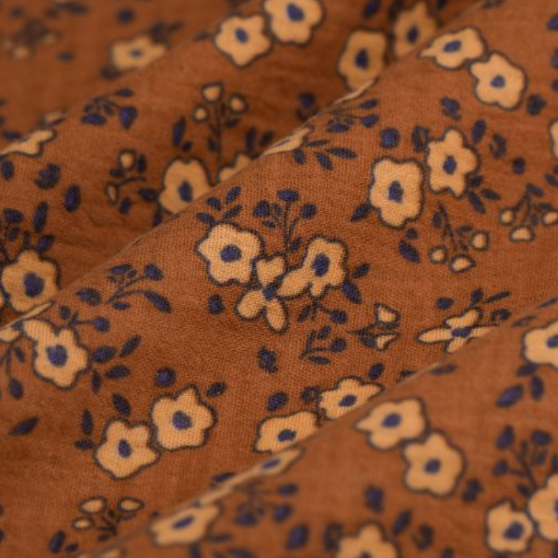 Petit Élastique - Marron à fleur beige