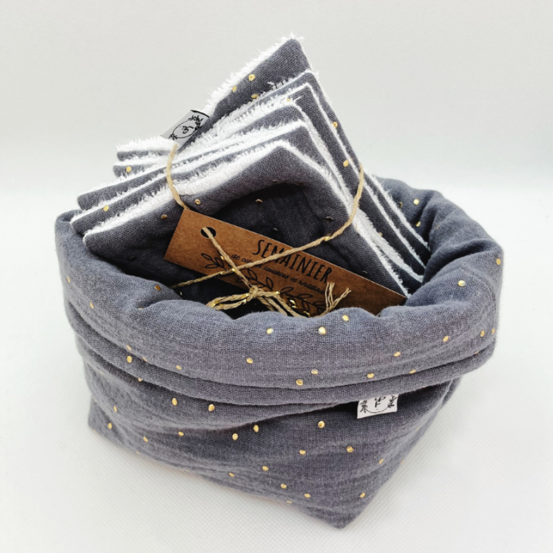 Panier et Semainier de Cotons Lavables - SUR COMMANDE