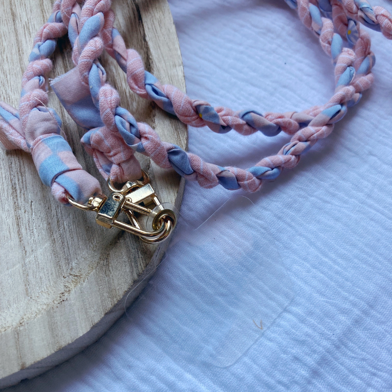 Tresse Téléphone - Rose/Bleu pastel