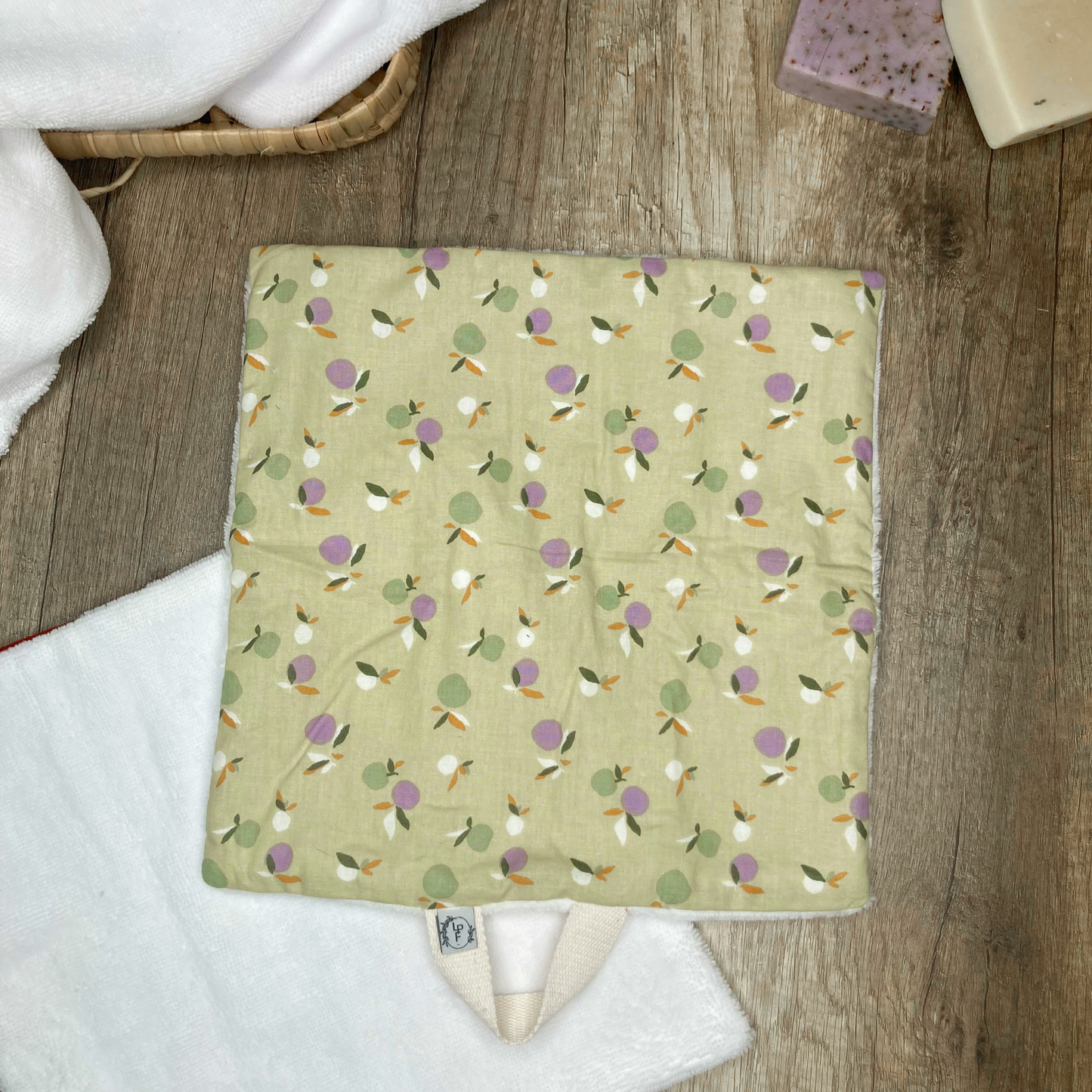 Serviette/Débarbouillette Multi-Usage - Pistache motif prune