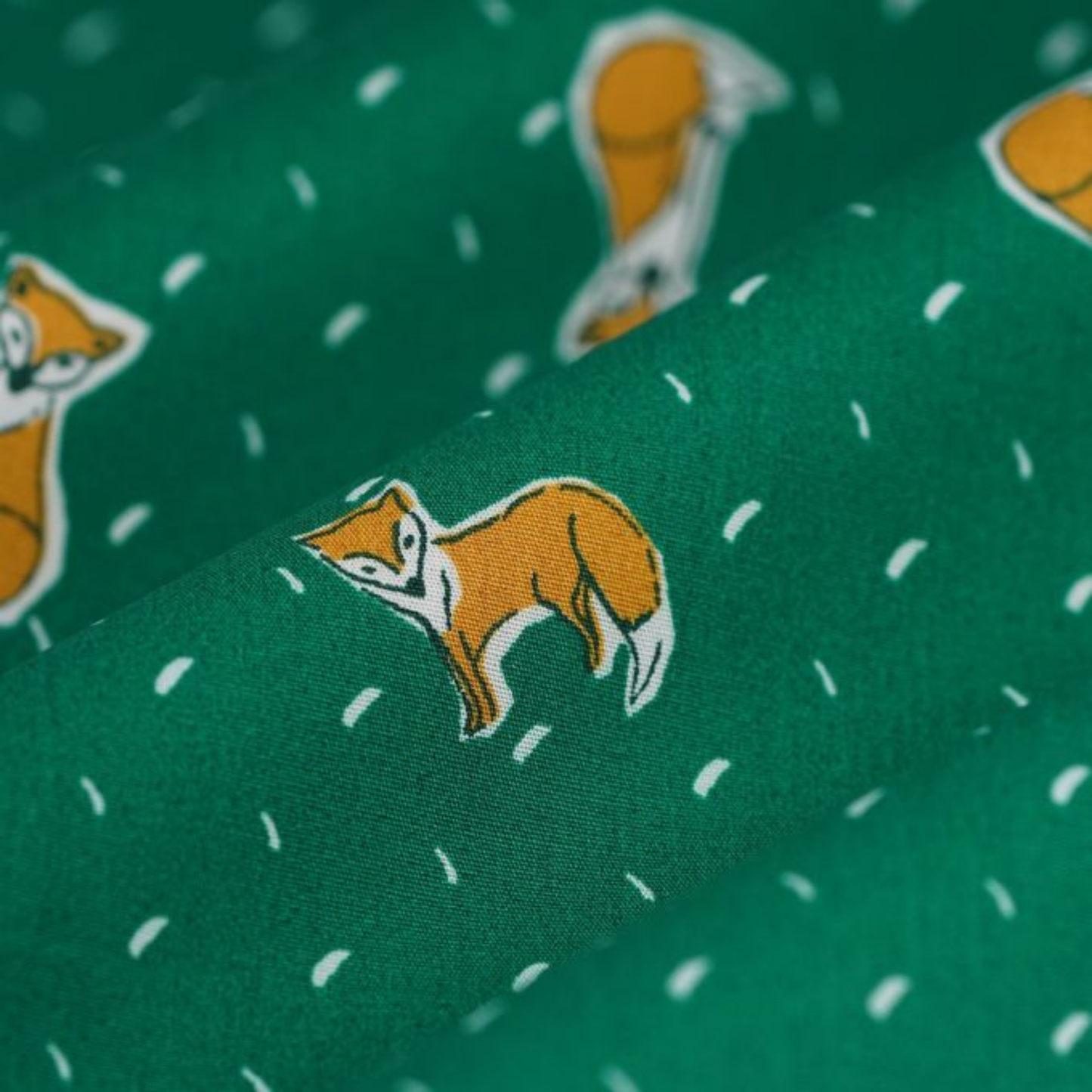 Semainier de cotons lavables - Vert motif renard
