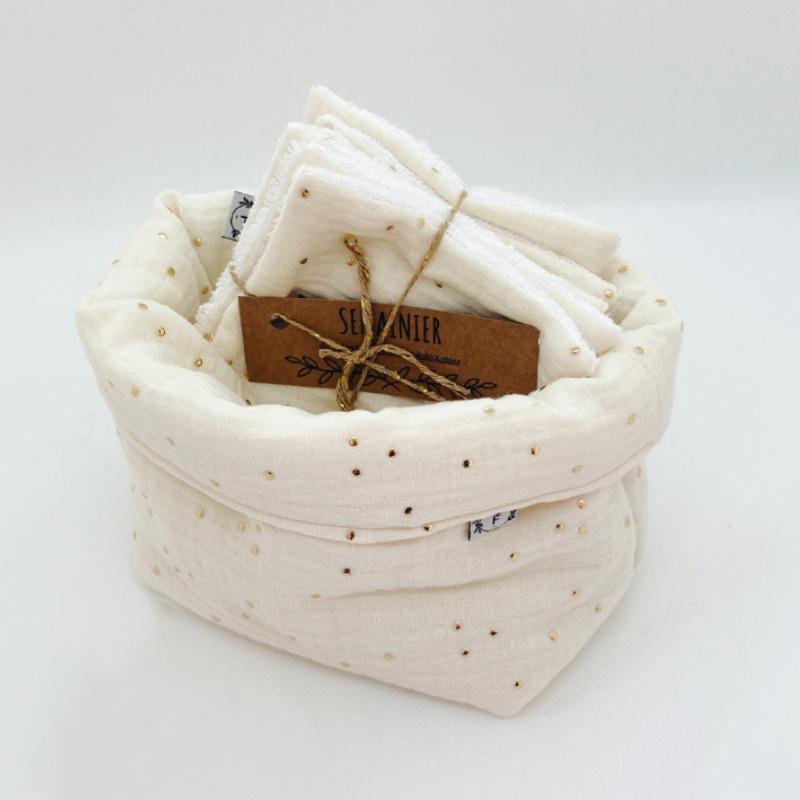 Panier et Semainier de Cotons Lavables - SUR COMMANDE