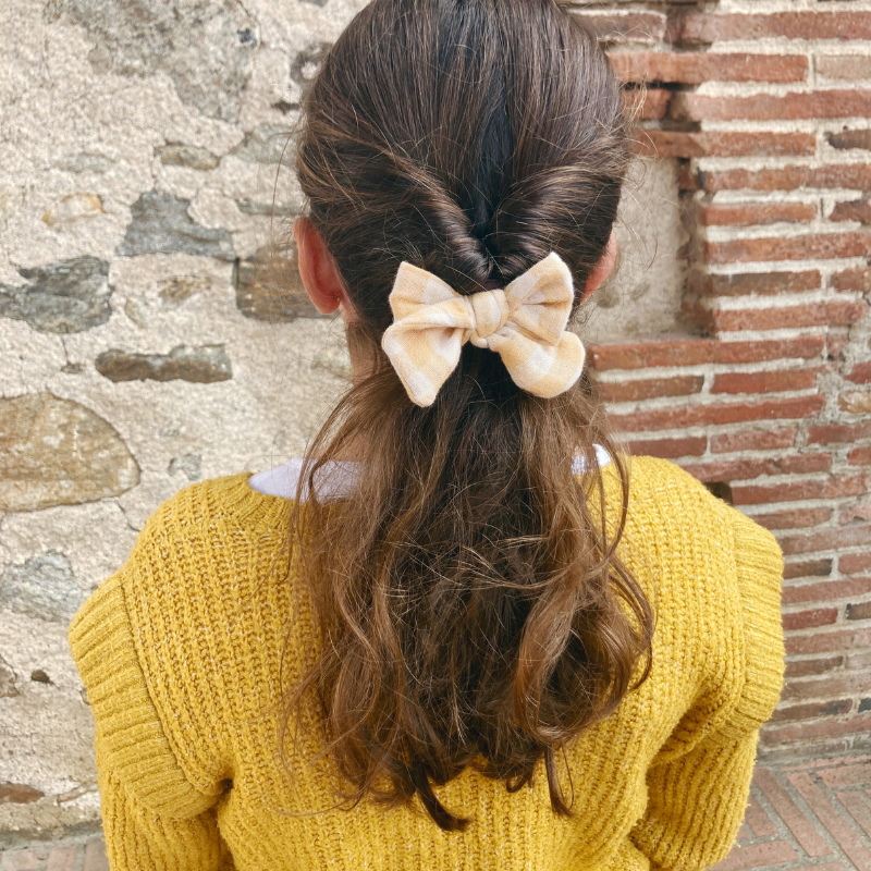 Élastique Nœud - Ecrue / fleur jaune