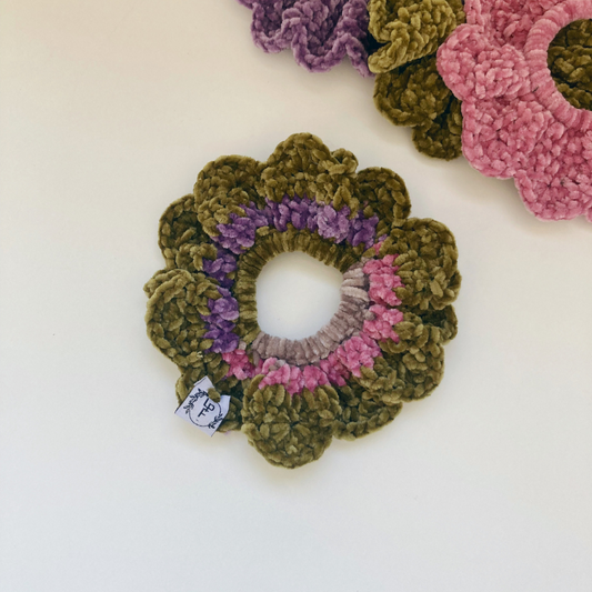 Chouchou Crochet doudou - Kaki/violet/gris/rose