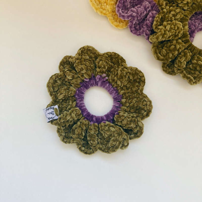 Chouchou Crochet doudou - Kaki/violet
