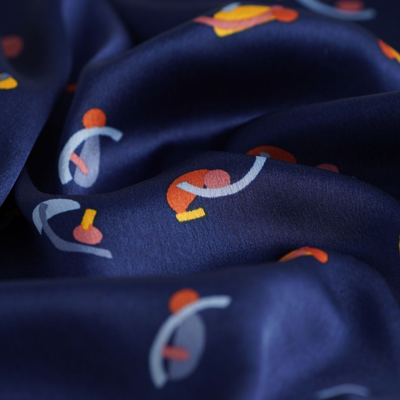 Chouchou Satin - Bleu marine géométrique - La Petite Framboise
