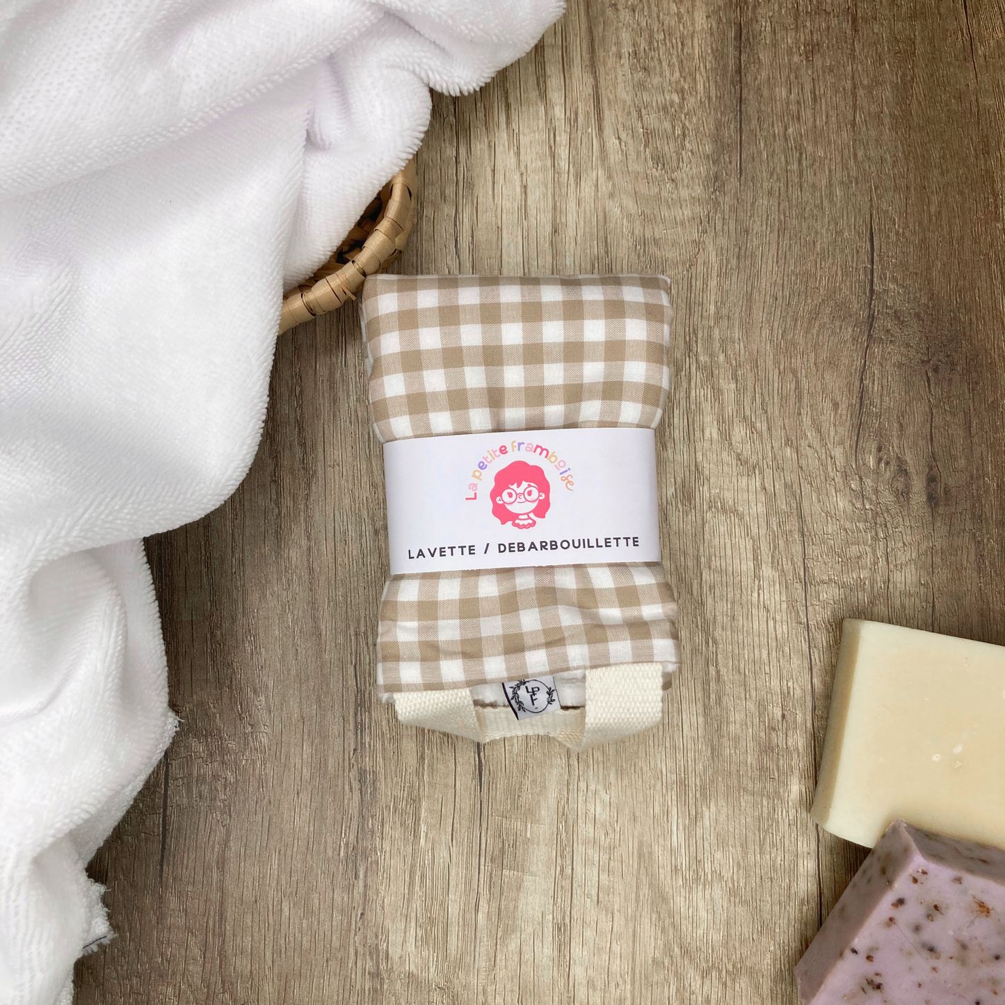 Serviette/Débarbouillette Multi-Usage - Vichy beige