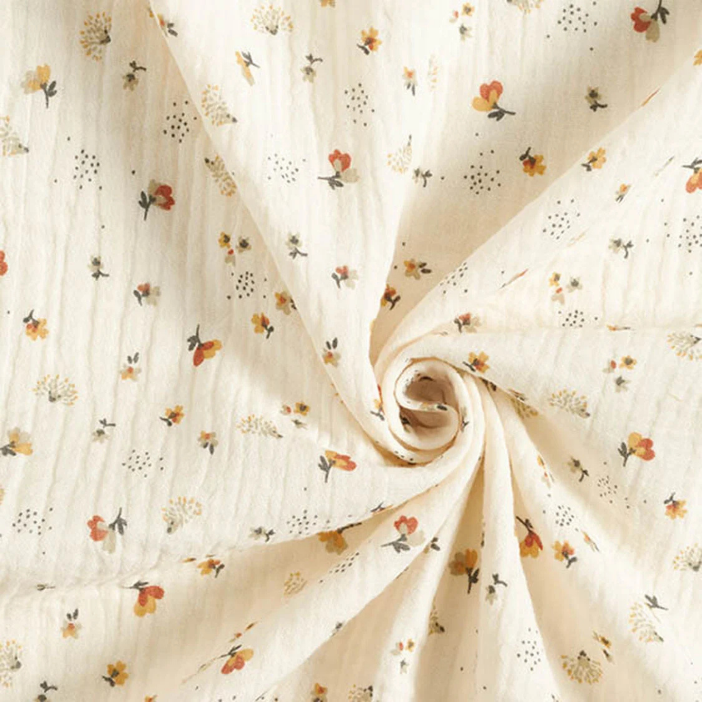 Tour de cou - Beige motif fleurs jaunes