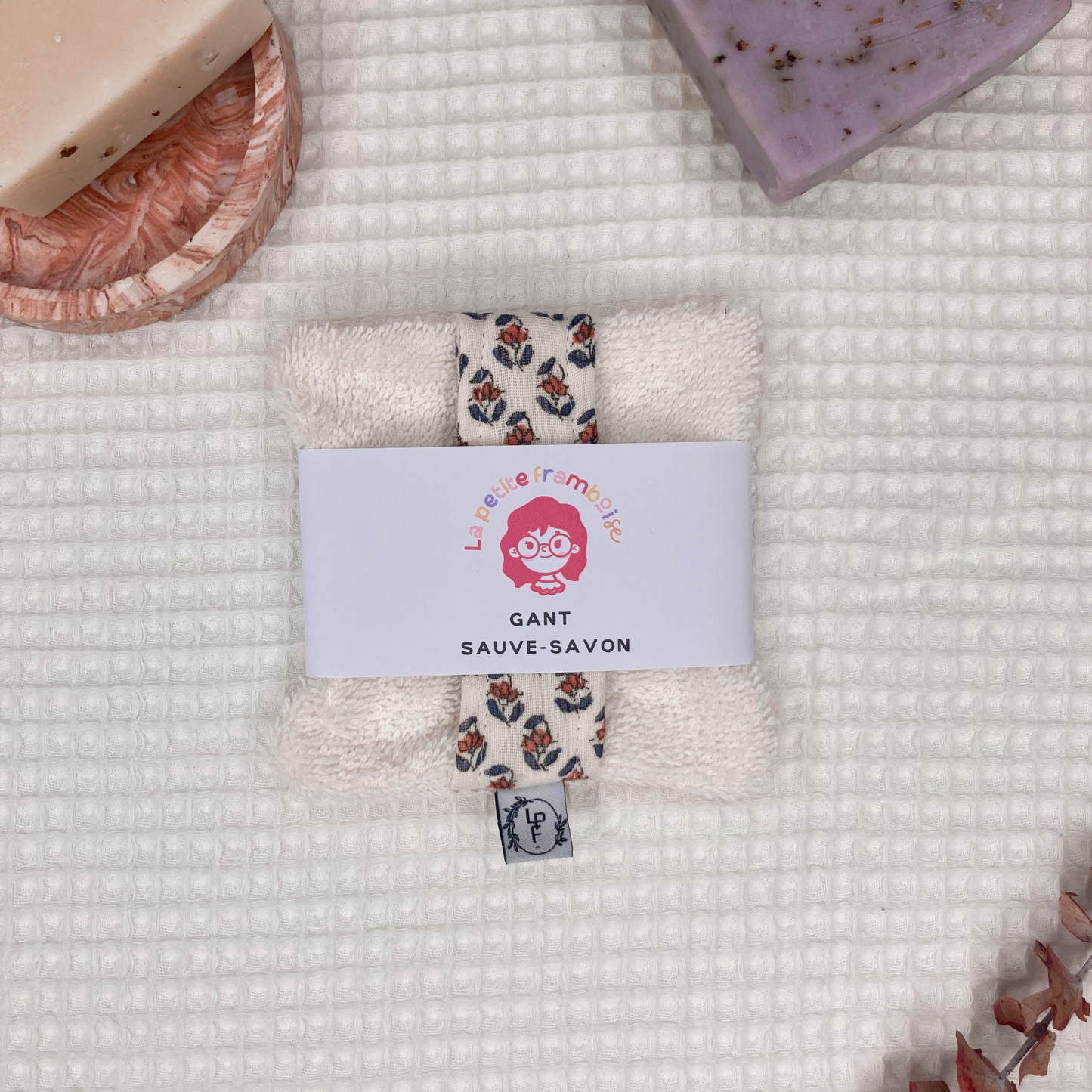 Gant Sauve-Savon Multi-Usages - Beige à fleur tomette