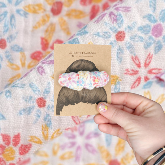 Pince Scrunchy - Fleuri bleu/jaune/mauve - La Petite Framboise