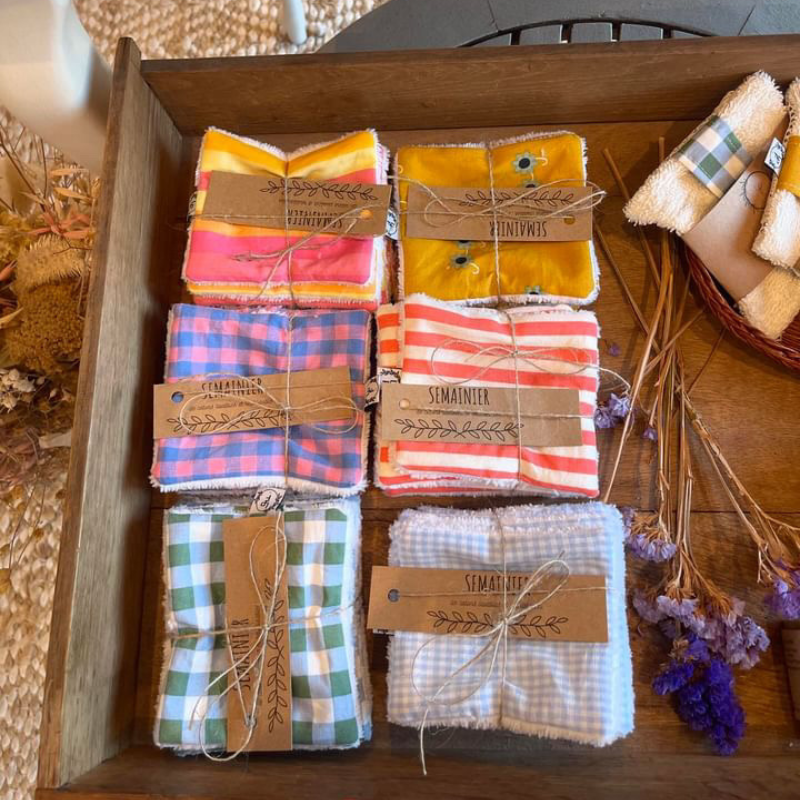 Semainier de Cotons Lavables – SUR COMMANDE
