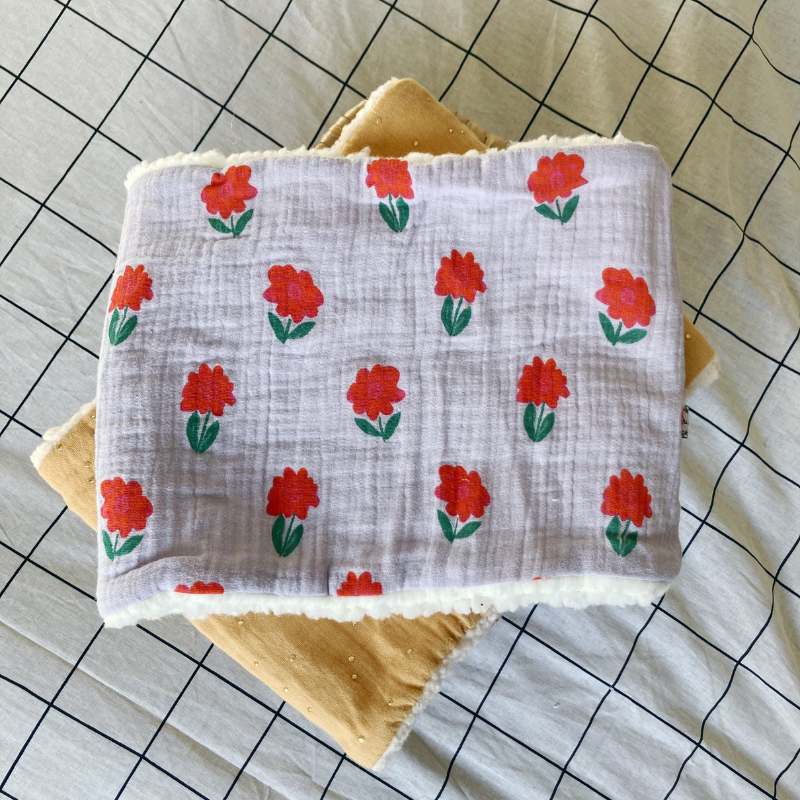 Tour de cou - Violet à fleur rouge
