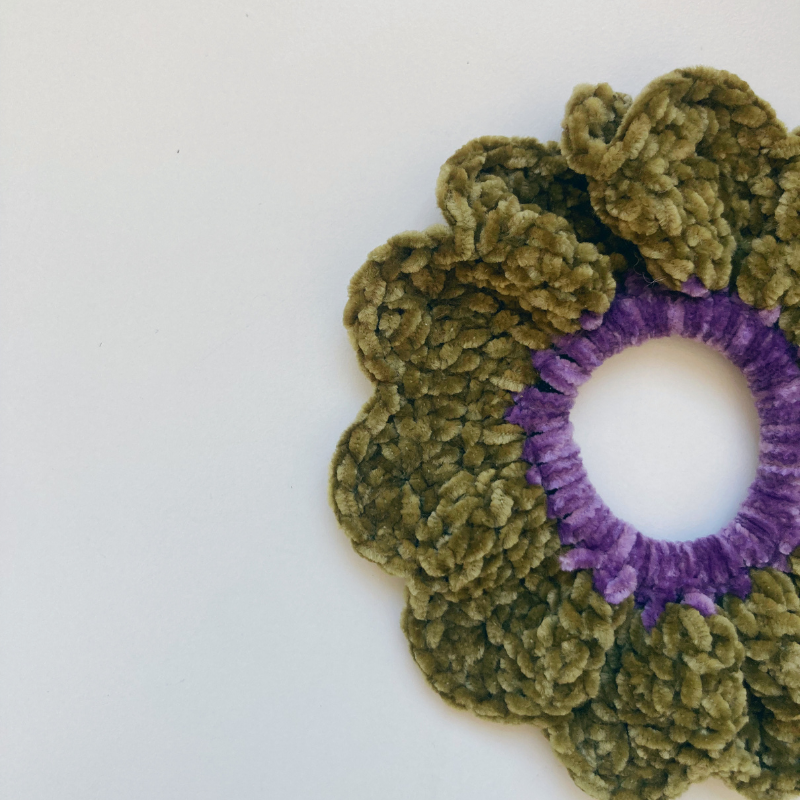 Chouchou Crochet doudou - Kaki/violet