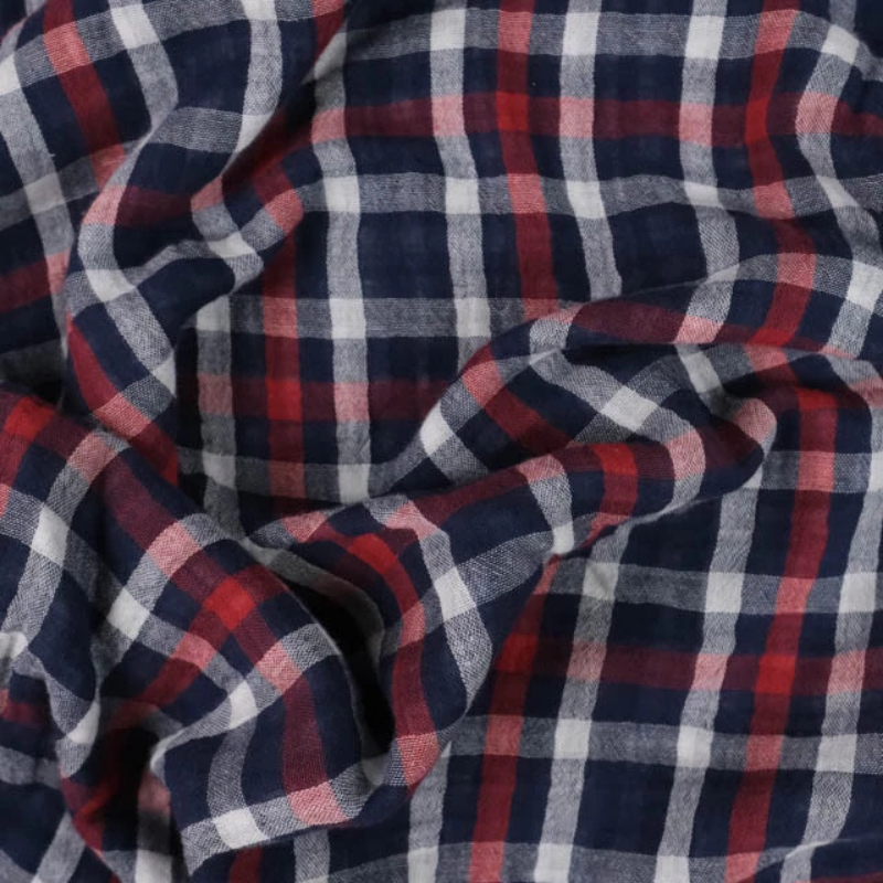 Semainier de cotons lavables - Tartan bleu