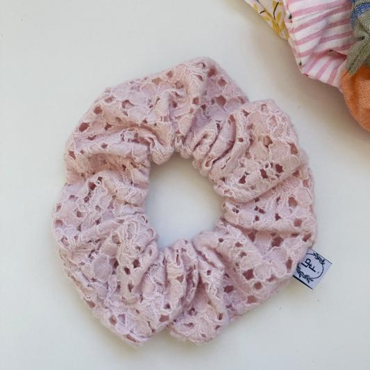 Chouchou Tissu - Dentelle rose