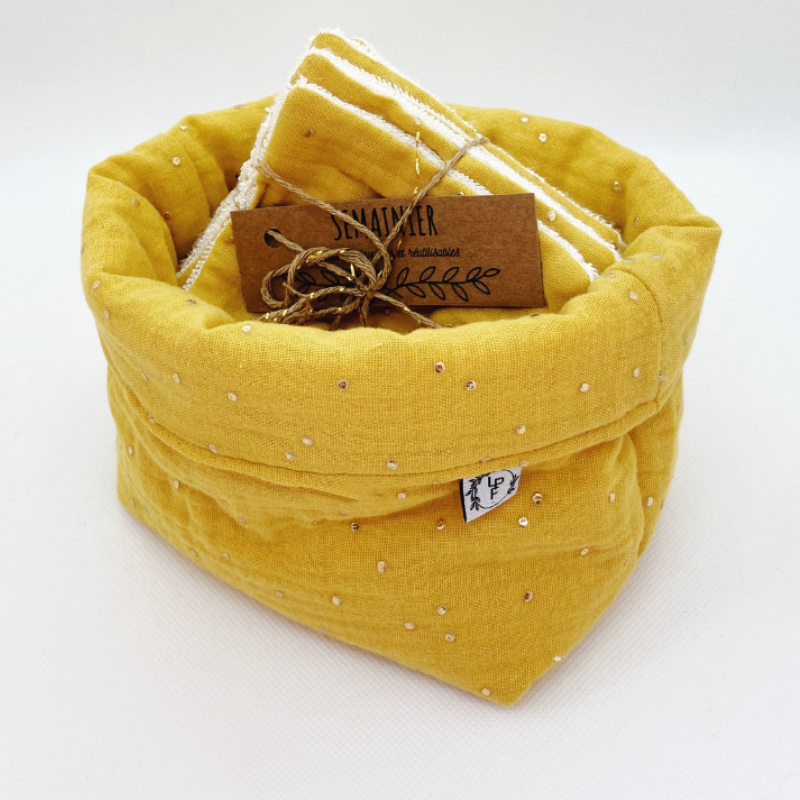 Panier et Semainier de Cotons Lavables - SUR COMMANDE