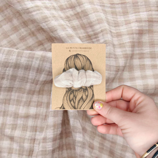 Pince Scrunchy - Vichy Beige - La Petite Framboise