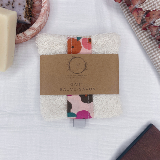 Gant Sauve-Savon Multi-Usages - Rose motif fleurs