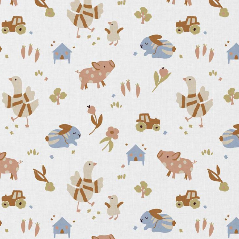 Barrette Nœud - Blanc / animaux ferme