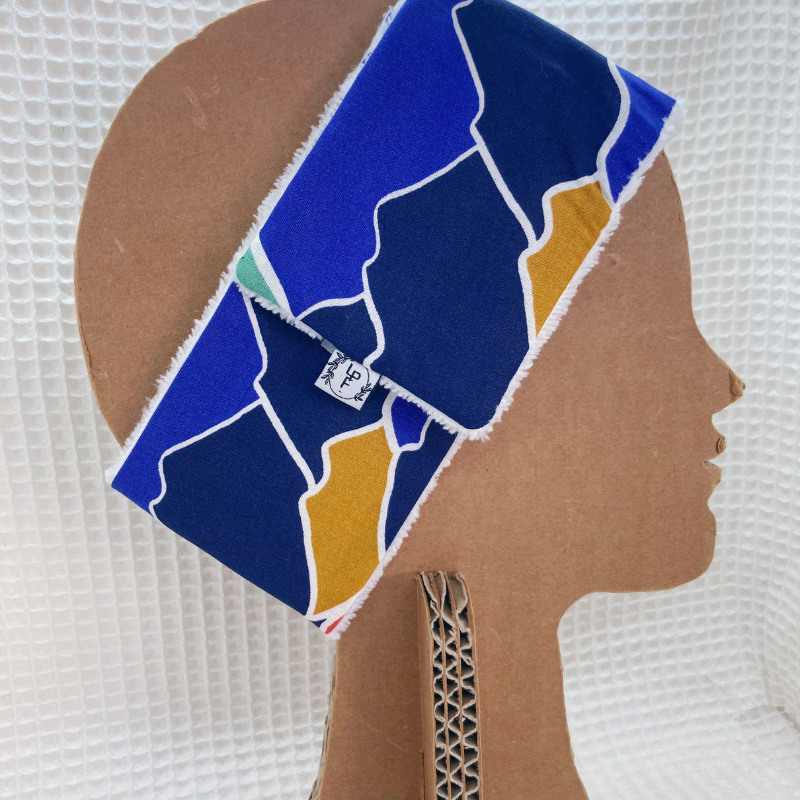 Bandeau de soin - Bleu marron à motifs