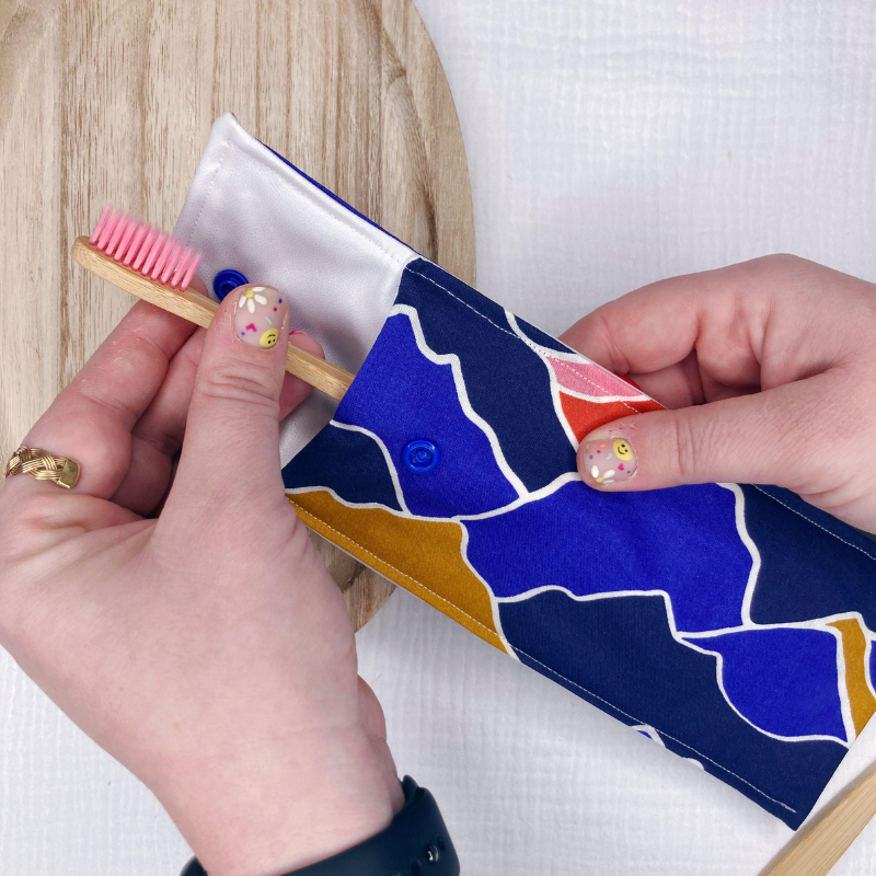 Pochette à Brosse à Dents Imperméable - Bleu Maroc à motif