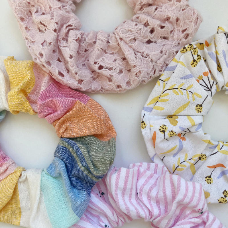 Chouchou Tissu - Dentelle rose