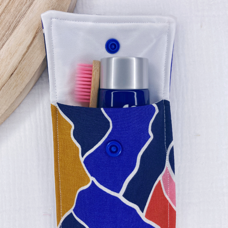 Pochette à Brosse à Dents Imperméable - Bleu Maroc à motif