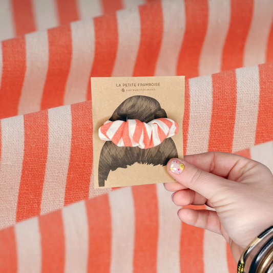 Pince Scrunchy - Rayé corail/blanc
