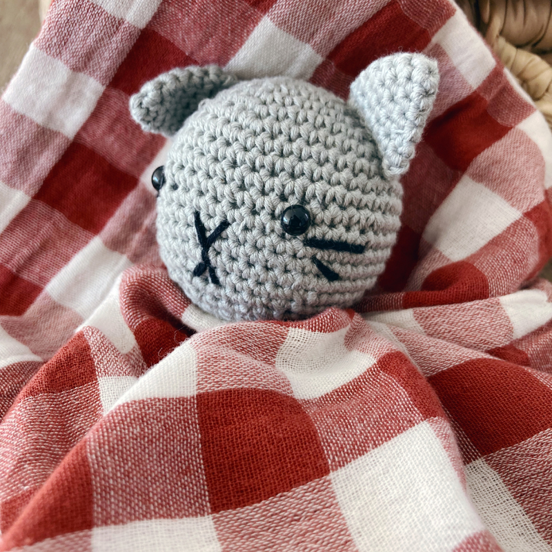 Doudou Chat - Vichy brique
