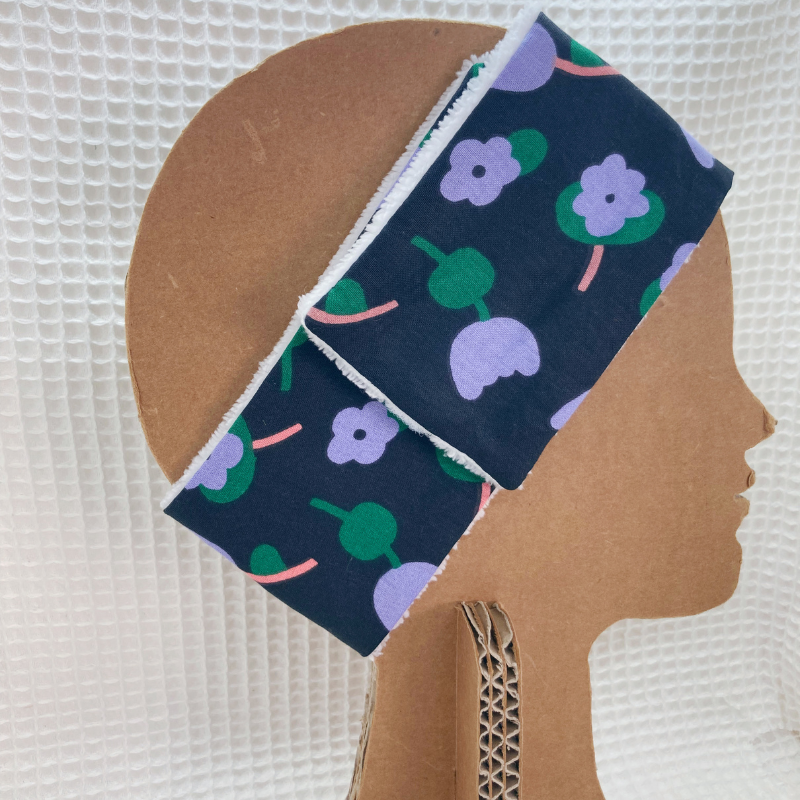 Bandeau de soin - Noir fleur violette