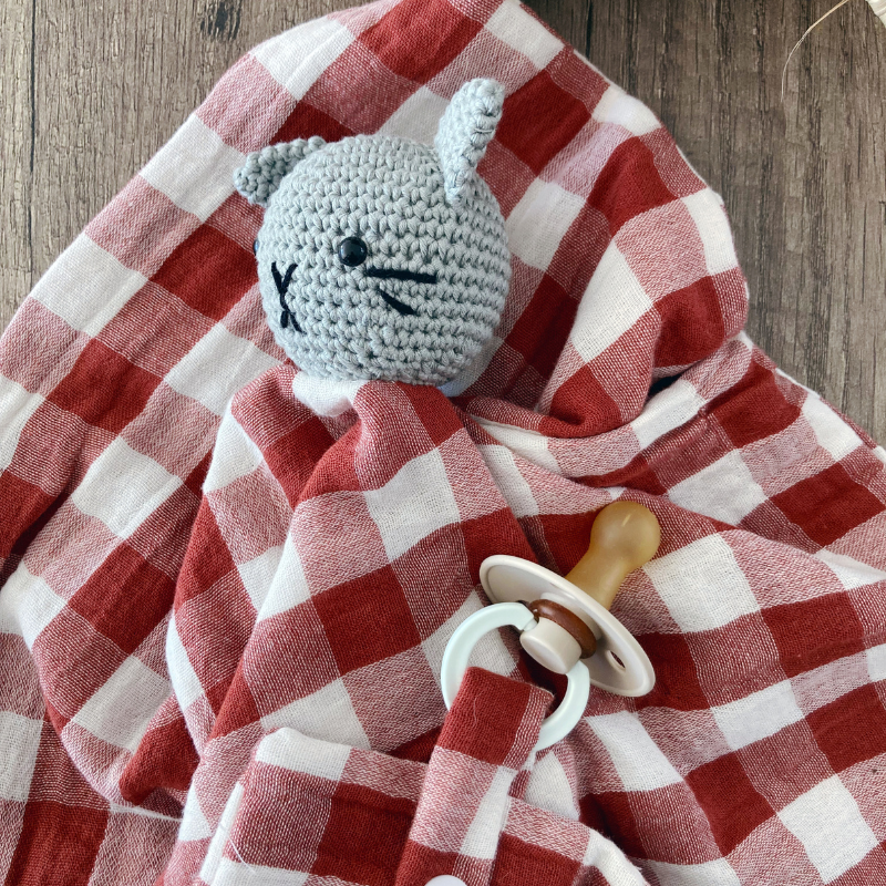 Doudou Chat - Vichy brique